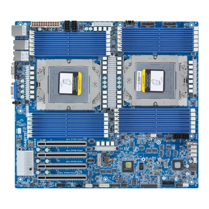 Motininė plokštė GIGABYTE MZ73-LM1 Extended ATX lizdas SP5, skirta AMD EPYC 9004, 24× DDR5 DIMM, 4× PCIe x16 Gen4, 2× RJ-45
