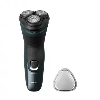 Elektrinis skustuvas Philips 3000X Series X3052/00 – rotacinis, 3 galvutės, šlapiam ir sausam skutimuisi, NiMH baterija, 45 min veikimo, trimeris, juodas/žalias