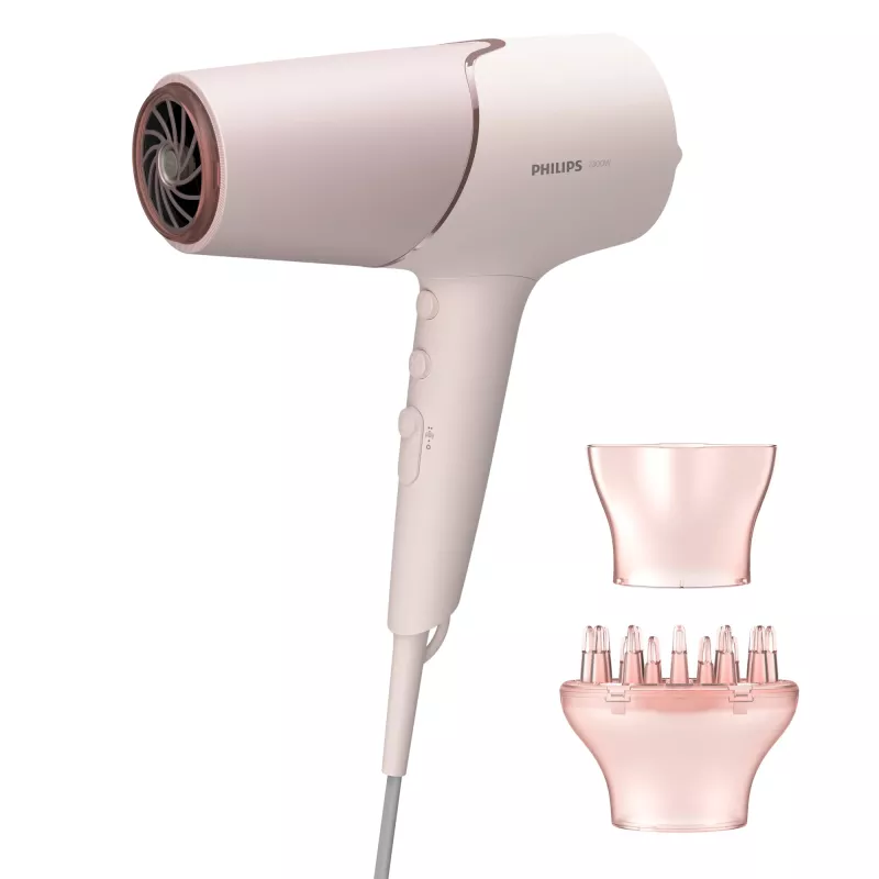 Plaukų džiovintuvas Philips BHD530/00 2300 W, 6 greičiai/6 šilumos nustatymai, jonizuojantis, šalto oro funkcija, difuzorius ir koncentratorius, rožinis
