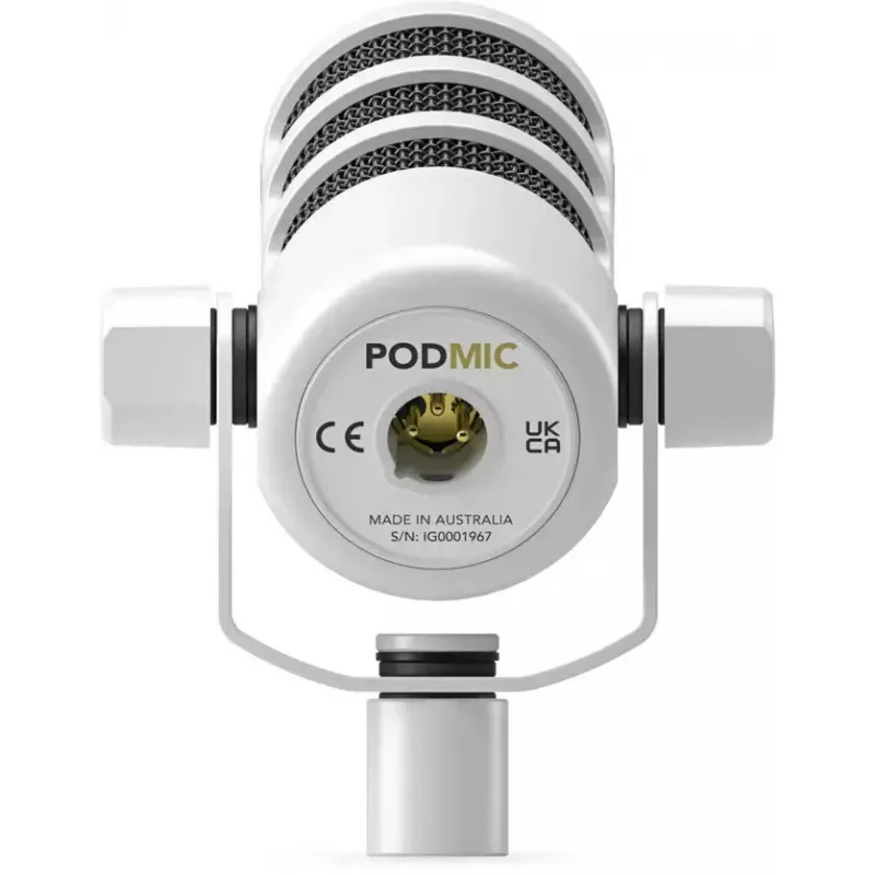 Dinaminis sceninis mikrofonas Rode PodMic baltas — kardioidinis, XLR, 20–20000 Hz, -57 dB jautrumas