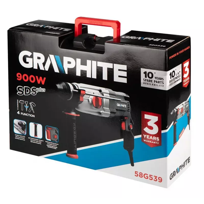 Rotacinis plaktukas GRAPHITE 58G539 – vieno korpuso, kompaktiškas dizainas
