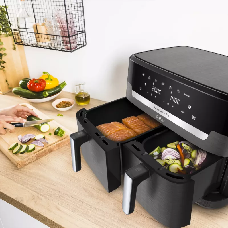 Kepimo krosnelė Tefal Easy Fry Dual XXL EY942HE0, dviguba, 11 l, 2020 W, karšto oro, pilka