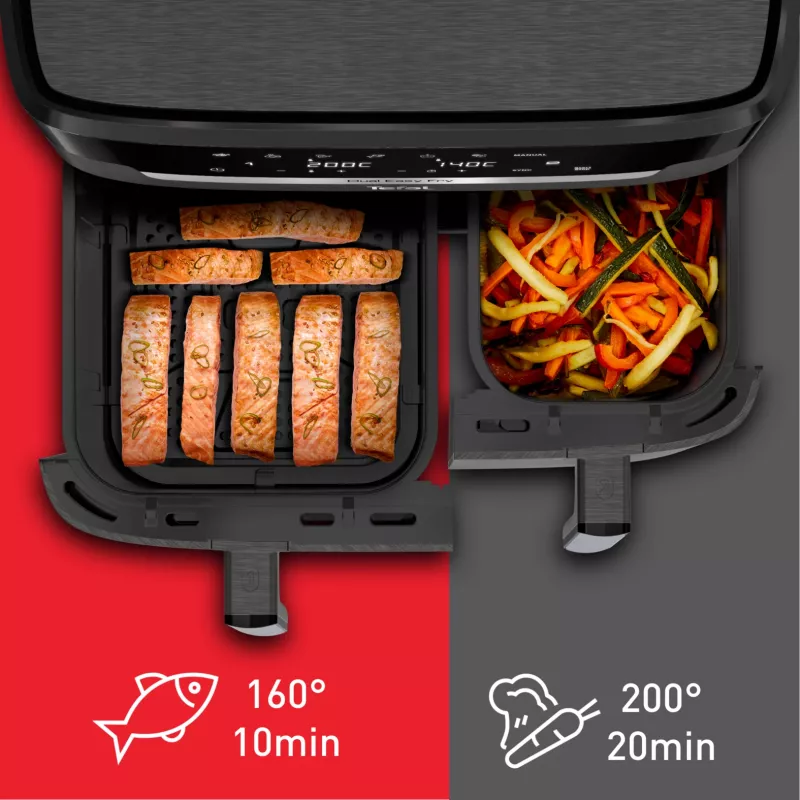 Kepimo krosnelė Tefal Easy Fry Dual XXL EY942HE0, dviguba, 11 l, 2020 W, karšto oro, pilka