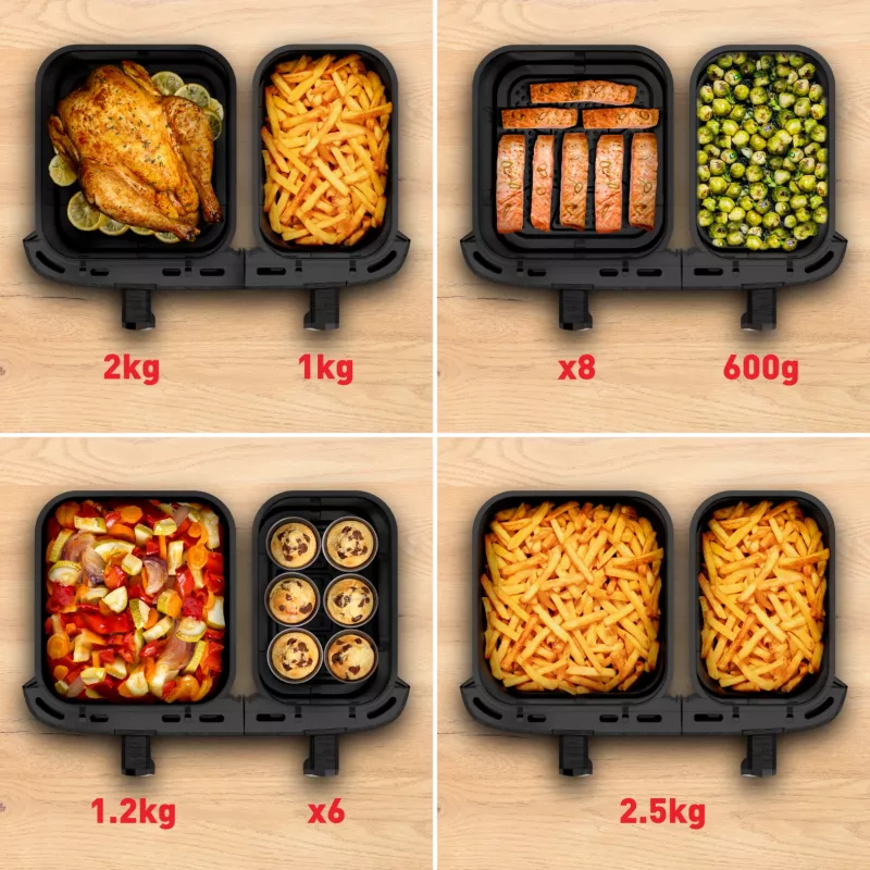 Kepimo krosnelė Tefal Easy Fry Dual XXL EY942HE0, dviguba, 11 l, 2020 W, karšto oro, pilka