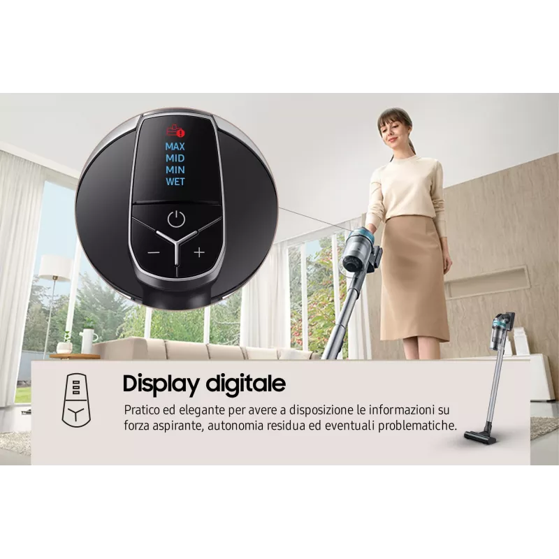 Samsung VS20B75AGR1 2-in-1 lazdelinis dulkių siurblys, akumuliatorinis, be maišelio, 550 W, juodos ir mėtų spalvos