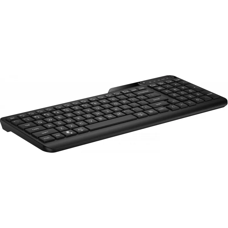 Belaidė klaviatūra HP 475 Dual-Mode – pilno dydžio QWERTY, RF + Bluetooth 5.3, skaitmeninis blokas, juoda, 376×153×19 mm
