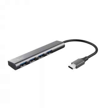 Trust Halyx USB 3.2 Gen 1 (3.1 Gen 1) Type-A 5 Gbps pilkas USB centras