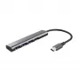 Trust Halyx USB 3.2 Gen 1 (3.1 Gen 1) Type-A 5 Gbps pilkas USB centras