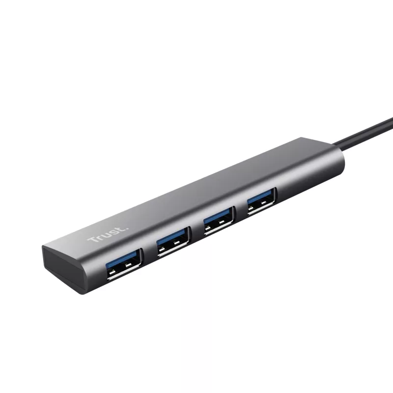 Trust Halyx USB 3.2 Gen 1 (3.1 Gen 1) Type-A 4 prievadų USB šakotuvas, juoda/pilka
