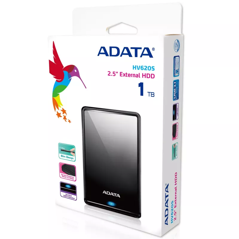 ADATA HV620S išorinis kietasis diskas 1 TB 2,5 colio Micro-USB B 3.2 Gen 1 (3.1 Gen 1) Juodas