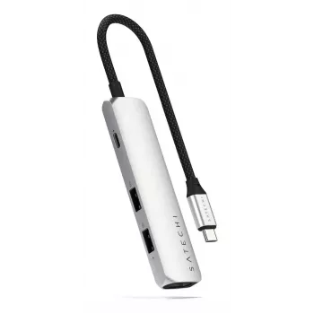 Satechi ST-P4SS USB-C 4-in-1 adapteris 4K HDMI USB 3.0 sidabrinis