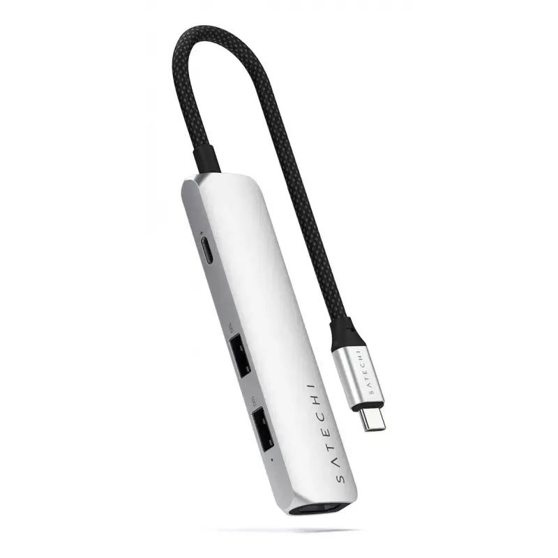 Satechi ST-P4SS USB-C 4-in-1 adapteris 4K HDMI USB 3.0 sidabrinis