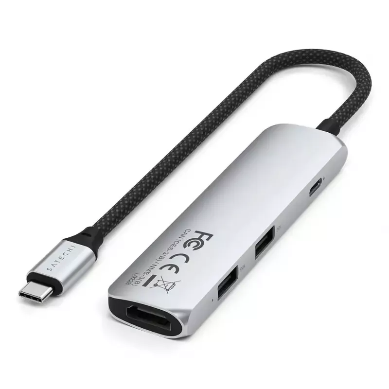 Satechi ST-P4SS USB-C 4-in-1 adapteris 4K HDMI USB 3.0 sidabrinis