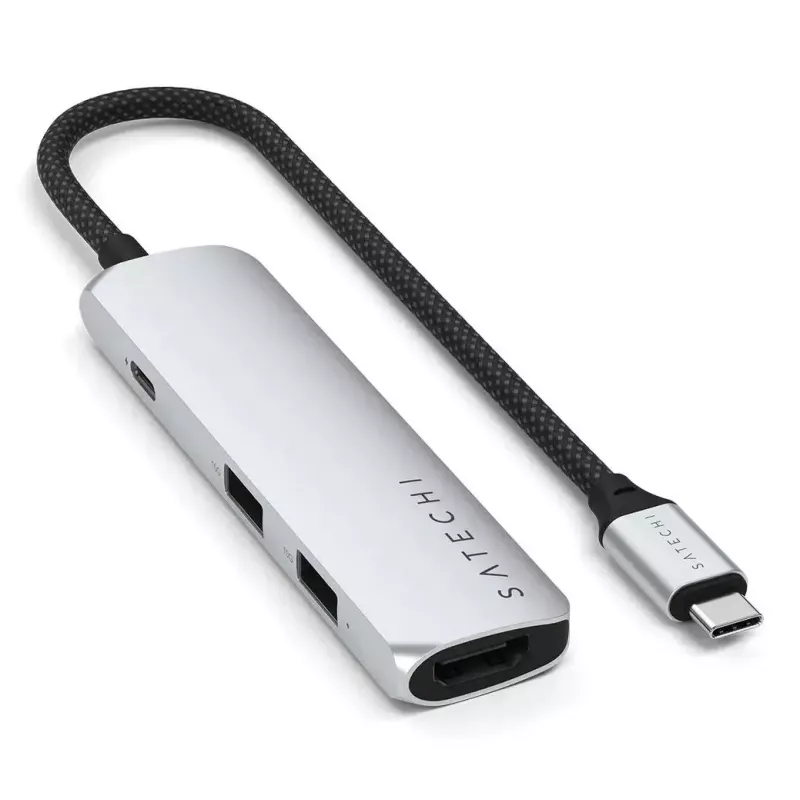 Satechi ST-P4SS USB-C 4-in-1 adapteris 4K HDMI USB 3.0 sidabrinis
