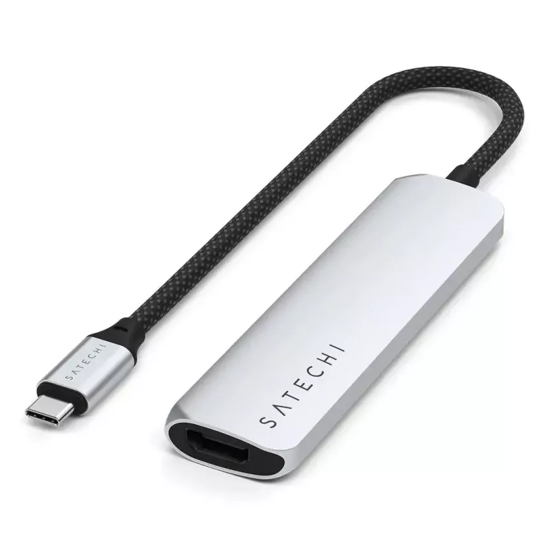 Satechi ST-P4SS USB-C 4-in-1 adapteris 4K HDMI USB 3.0 sidabrinis