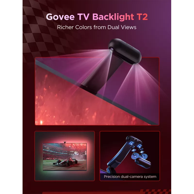 LED juostelė Govee Envisual TV Backlight T2 su dviem kameromis 75–85 colių televizoriams