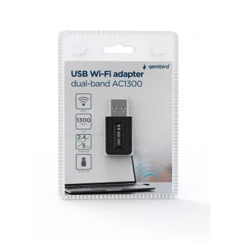 Gembird AC1300 USB Wi-Fi adapteris, dviejų juostų, 867 Mbit/s, USB 3.0, juodas