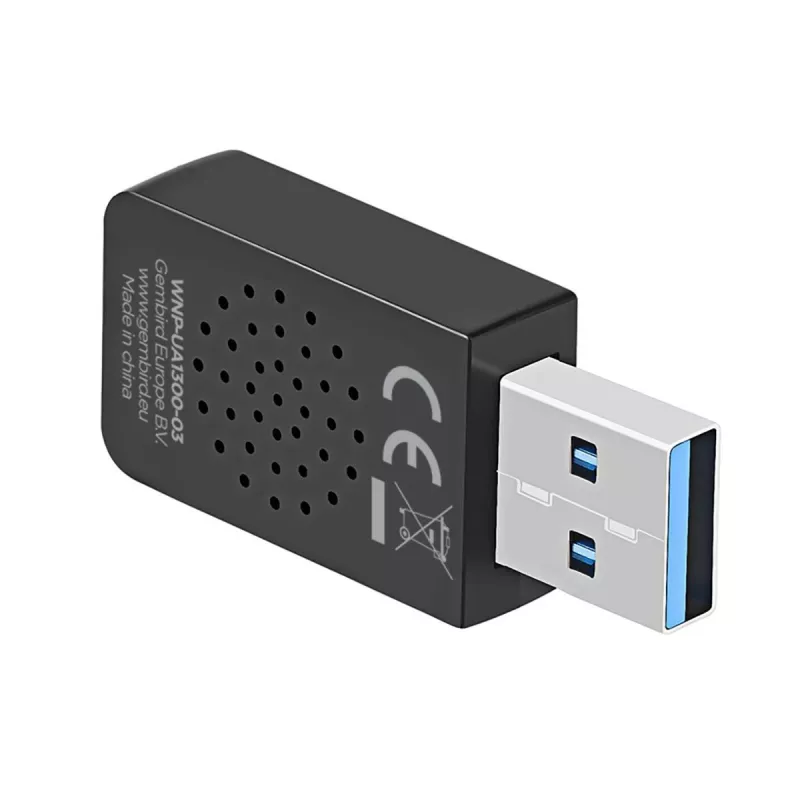 Gembird AC1300 USB Wi-Fi adapteris, dviejų juostų, 867 Mbit/s, USB 3.0, juodas