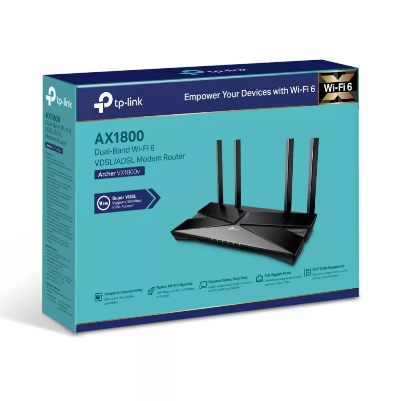 TP-Link Archer AX1800 dviejų juostų belaidis maršrutizatorius su VDSL/ADSL modemu
