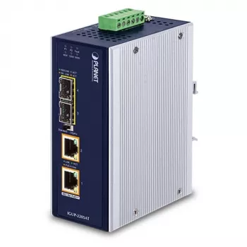 PLANET IGUP-2205AT Pramoninis Gigabitinio Etherneto keitiklis 2x100/1000X SFP į 2x10/100/1000T 802.3bt PoE++