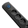 Apsauginis filtras QOLTEC 50104 — 4 kištukiniai lizdai, 230 V, 1,5 m laidas, juodas