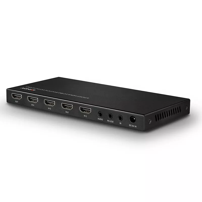 Lindy 38249 HDMI 2.0 18G perjungiklis su garsu, 4 prievadai, stalinis