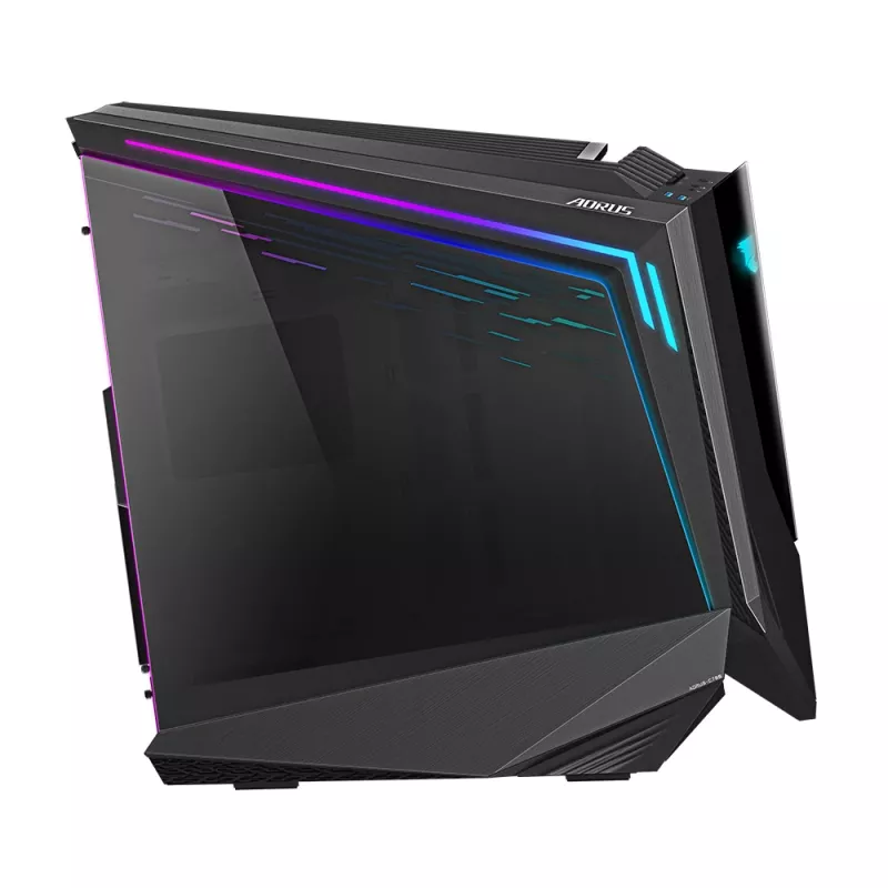 GIGABYTE AORUS C700 GLASS pilno bokšto kompiuterio korpusas - talpina iki E-ATX ir 420 mm radiatorių, 5 iš anksto sumontuoti 120 mm ventiliatoriai, USB 3.1 Type-C, RGB Fusion