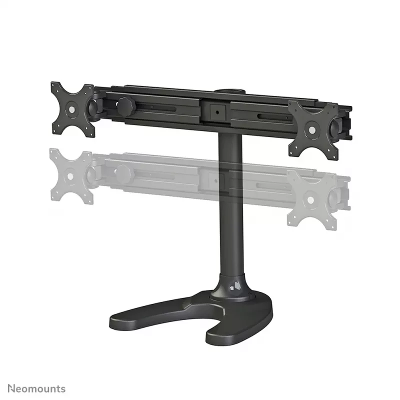 Neomounts FPMA-D700DD dviejų monitorių stalo stovas, judinamas, 19-30 colių (48,3-76,2 cm), 8 kg vienam ekranui, VESA 75x75-100x100, stovas/grommet tvirtinimas, juodas
