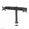Neomounts FPMA-D700DD dviejų monitorių stalo stovas, judinamas, 19-30 colių (48,3-76,2 cm), 8 kg vienam ekranui, VESA 75x75-100x100, stovas/grommet tvirtinimas, juodas
