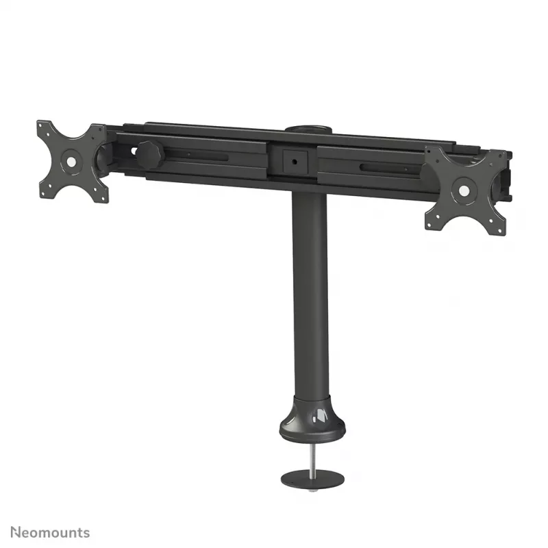 Neomounts FPMA-D700DD dviejų monitorių stalo stovas, judinamas, 19-30 colių (48,3-76,2 cm), 8 kg vienam ekranui, VESA 75x75-100x100, stovas/grommet tvirtinimas, juodas