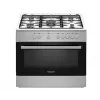 Laisvai pastatoma dujinė-elektrinė viryklė Ravanson KWGE-K90A Cheff, 90 cm, 5 degiklių kaitlentė (wok), elektrinė orkaitė 110 L, nerūdijantis plienas/sidabrinė