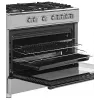 Laisvai pastatoma dujinė-elektrinė viryklė Ravanson KWGE-K90A Cheff, 90 cm, 5 degiklių kaitlentė (wok), elektrinė orkaitė 110 L, nerūdijantis plienas/sidabrinė