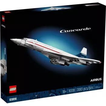 LEGO Icons lėktuvo modelis Concorde 10318, 2083 detalės, rekomenduojamas amžius 18+, dydis 320×100×140 mm