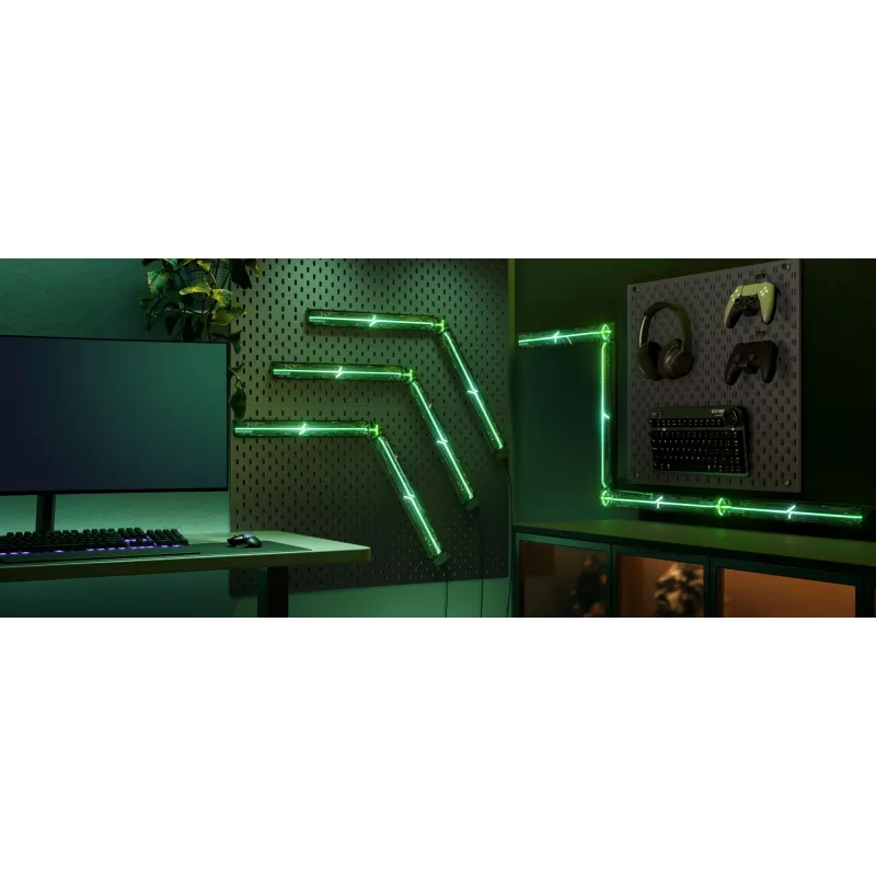 Govee Gaming Wall Lights (4+1) išmaniosios sieninės lempos – Wi‑Fi/Bluetooth, daugiaspalvės, 4 vnt., 370×45×30 mm