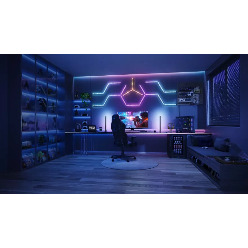 Govee Gaming Wall Lights (4+1) išmaniosios sieninės lempos – Wi‑Fi/Bluetooth, daugiaspalvės, 4 vnt., 370×45×30 mm