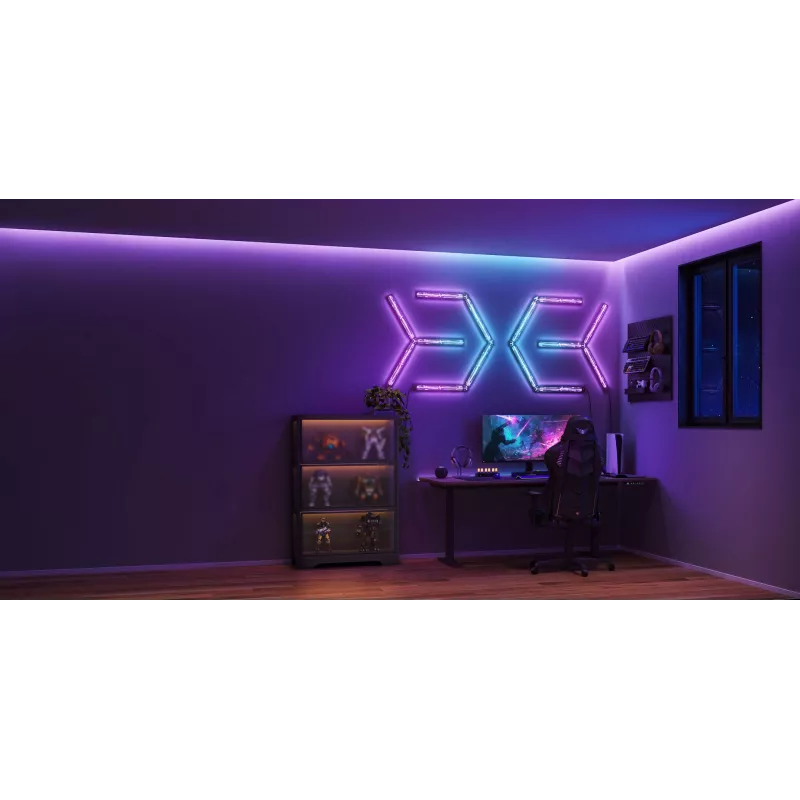 Govee Gaming Wall Lights (4+1) išmaniosios sieninės lempos – Wi‑Fi/Bluetooth, daugiaspalvės, 4 vnt., 370×45×30 mm