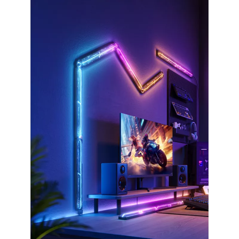 Govee Gaming Wall Lights (4+1) išmaniosios sieninės lempos – Wi‑Fi/Bluetooth, daugiaspalvės, 4 vnt., 370×45×30 mm