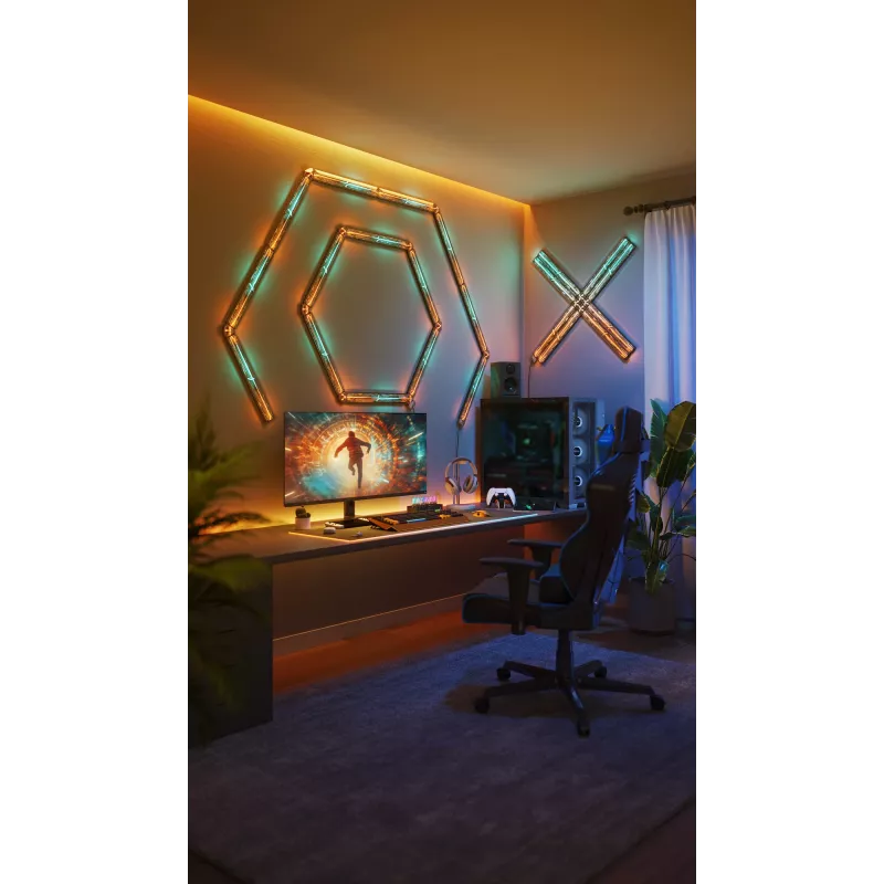 Govee Gaming Wall Lights (4+1) išmaniosios sieninės lempos – Wi‑Fi/Bluetooth, daugiaspalvės, 4 vnt., 370×45×30 mm