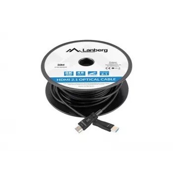 HDMI kabelis Lanberg CA-HDMI-30FB-0500-BK 50 m HDMI A tipo 2.1 48 Gbit/s juodas