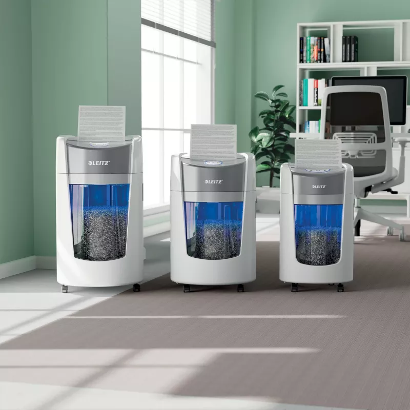Smulkintuvas Leitz IQ OptiMax Home Office 225, mikro pjūvis, P5, 15 l, baltas