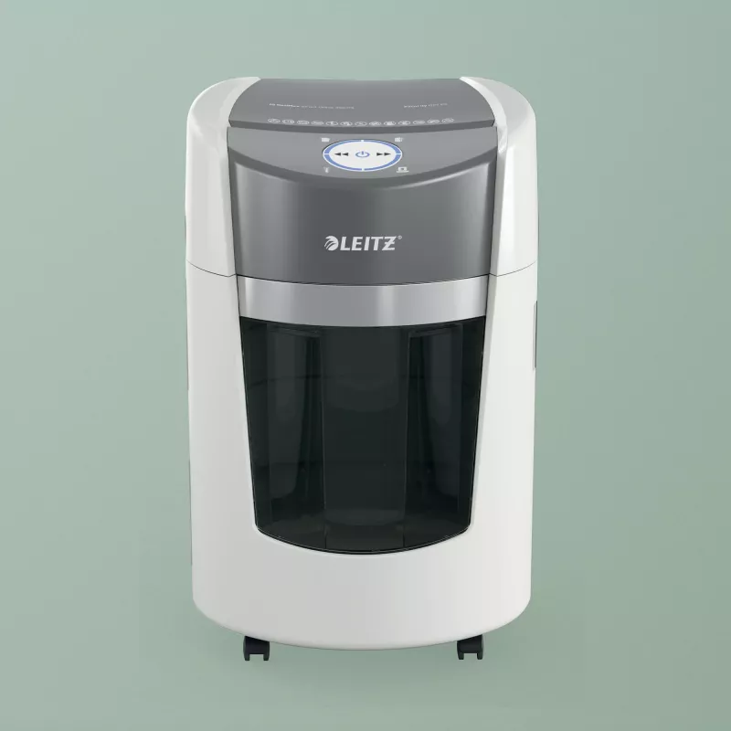 Leitz IQ OptiMax Small Office 350 Micro Cut popieriaus smulkintuvas, saugumo lygis P5, 22L - baltas