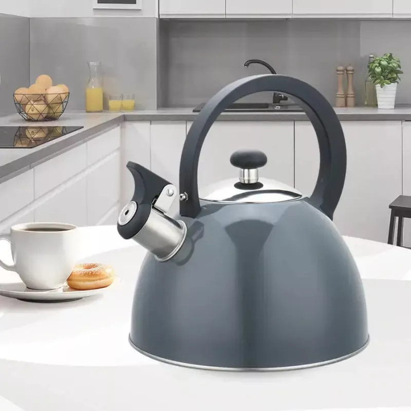 Virdulys Maestro MR-1302-GREY 2.5 L nerūdijantis plienas, pilkas korpusas, švilpukas, šalta rankena