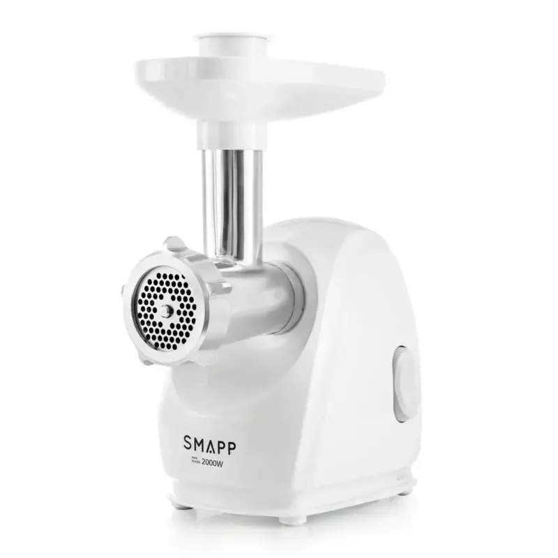 Elektrinė mėsmalė SMAPP 489.81, 2000 W, 3 sieteliai (2,7–8 mm), balta