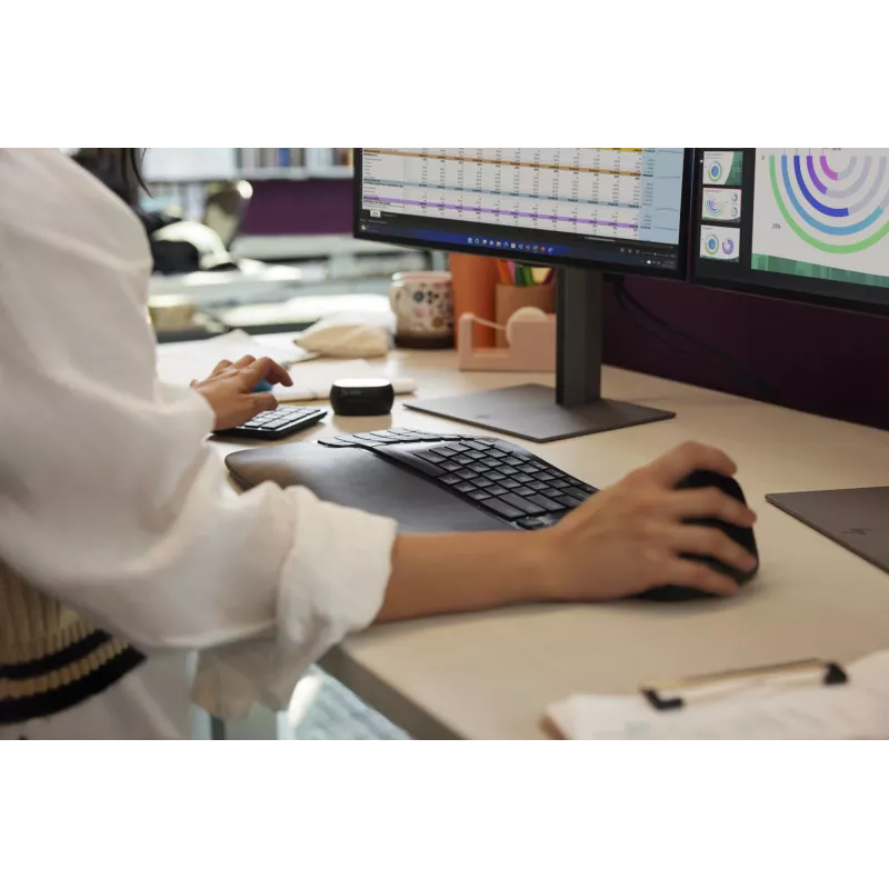 HP 925 ergonominė vertikali pelė, dešinei rankai, vertikalus dizainas, RF belaidis + Bluetooth, 4000 DPI, juoda