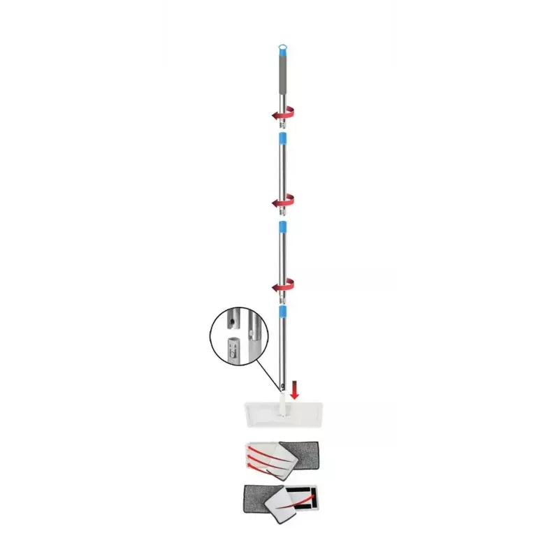 Šlapių grindų valymo rinkinys ESPERANZA EHS004 su kibiru, keičiama mikropluošto galvute, pasukama galvute, 1250 mm aukščio, 1,1 kg