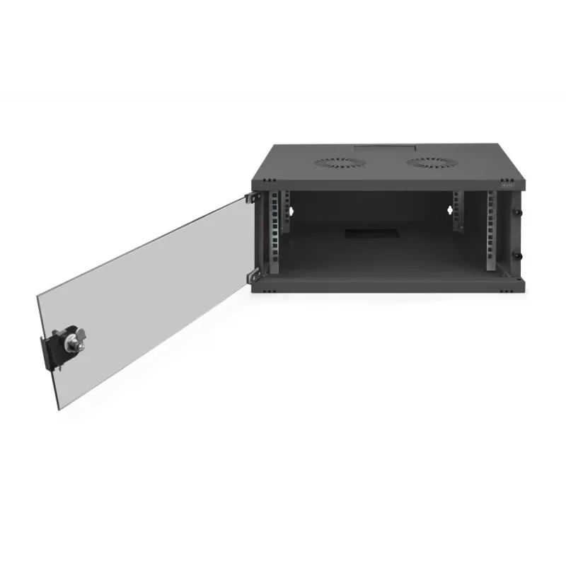 DIGITUS 4U montuojama ant sienos spinta SOHO nesurinkta 241x540x400mm pilnas stiklinis priekinis durys juoda