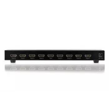 DIGITUS HDMI skirstytuvas, 8 prievadų 1080p, 3D, HDMI High Speed, 2.25 GHz/225 MHz, metalinis korpusas, juodas