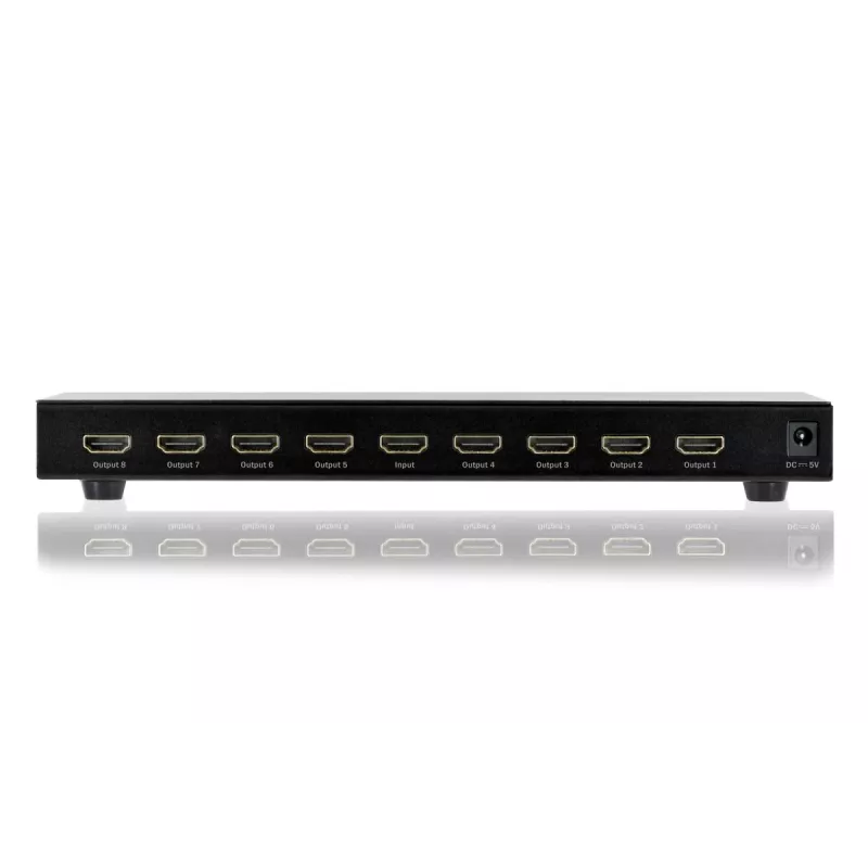 DIGITUS HDMI skirstytuvas, 8 prievadų 1080p, 3D, HDMI High Speed, 2.25 GHz/225 MHz, metalinis korpusas, juodas