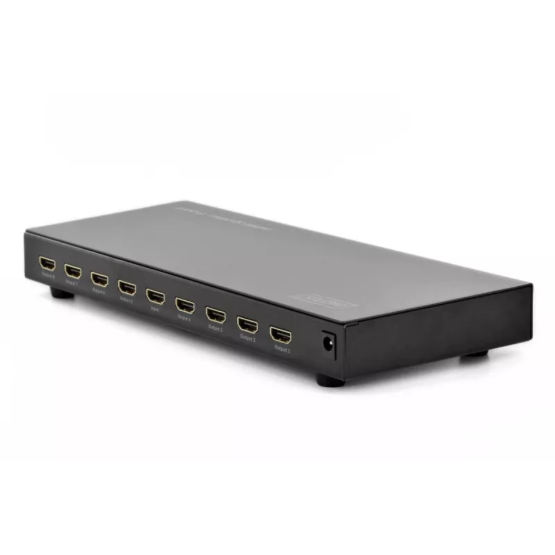 DIGITUS HDMI skirstytuvas, 8 prievadų 1080p, 3D, HDMI High Speed, 2.25 GHz/225 MHz, metalinis korpusas, juodas