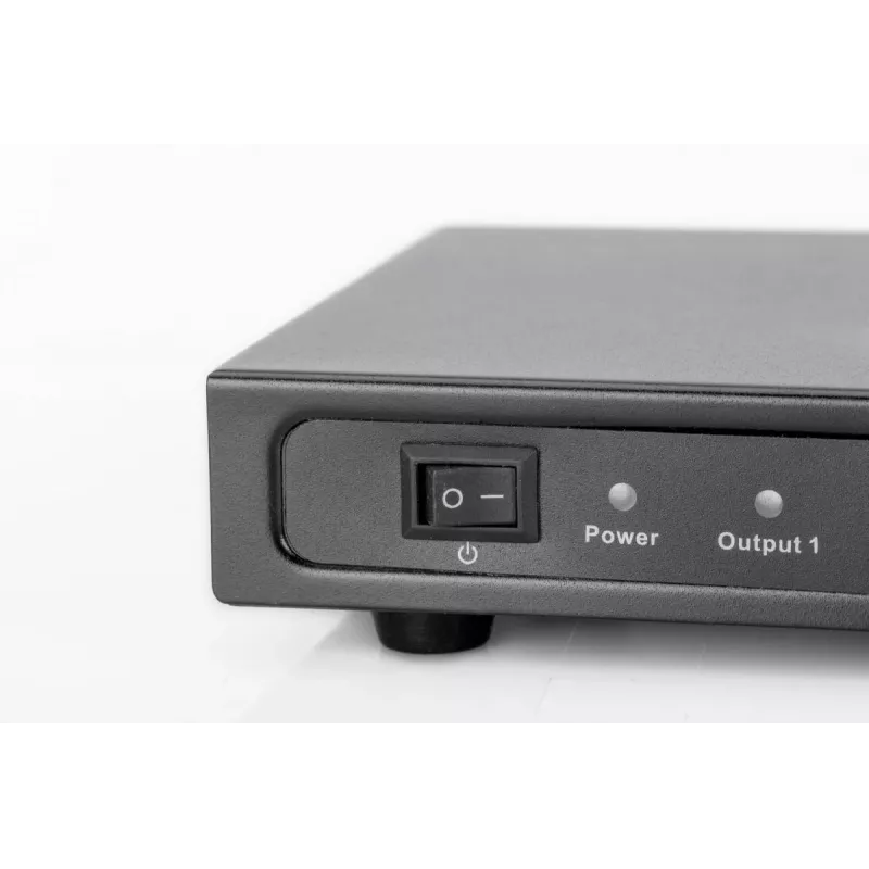 DIGITUS HDMI skirstytuvas, 8 prievadų 1080p, 3D, HDMI High Speed, 2.25 GHz/225 MHz, metalinis korpusas, juodas